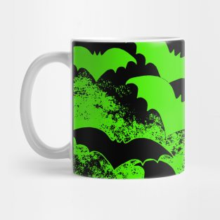 Black Bats In Flight Green Mug